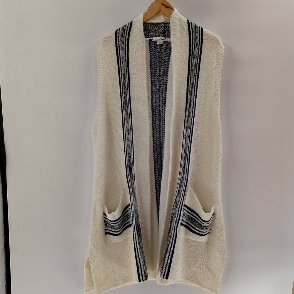 Simply Noelle Long Open Duster  Sleeveless Cardigan Sweater Size L XL